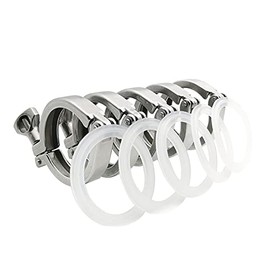 Beduan 2" Sanitary Tri Clamp 304 Stainless Steel Single Pin Heavy Duty Tri Clamp Clover with Wing Nut for Ferrule TC 2" (5 Pack, 2 Inch)
