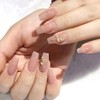 24pcs Nail Tips Golden Rose Nudy Long Square Nails