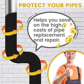 YeloDeer Pipe Insulation Roll, Outdoor Foam Pipe Insulation Weather Resistant Water Pipe Wrap Tape Self Adhesive Heated Pipe Wrap Covers 3In X 13Ft