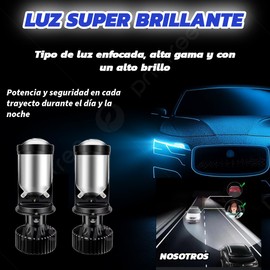 Genérico Kit de Conversion Led, Bombillas Lupa LED, H4, Faros Auxiliares Alta Potencia, Faros Antiniebla, 6000K 16000LM, 12V, 52W Luz Alta y Baja, Impermeable