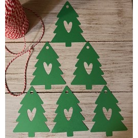Christmas Tree gift tags Green Tree with heart tags Holiday hang tags Set of 24