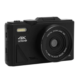 Portable Digital Camera, Video Pause Function Slow Motion 64MP Autofocus 18X Zoom UHD 4K Compact Camera for Vlogging (Black)