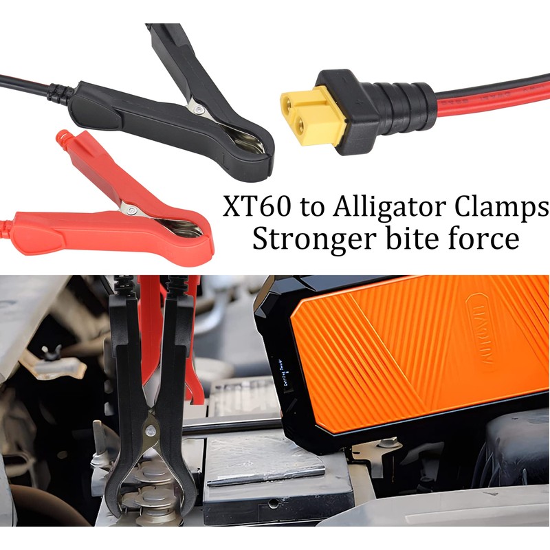 HCFeng 14AWG XT60 to Battery Alligator Clip Cable XT60 Conncter