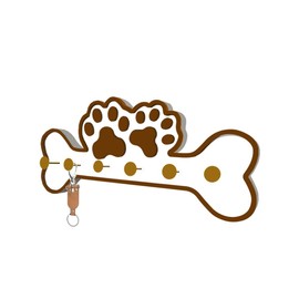 GOMAKERER 1 Pc Wooden Dog Paw Hangers Wall Mount Decor, Dog Leash Key Holder for Wall with 5 Pegs Bone Shape Space-Saving Storage Organizer Pets Accessories Storage for Rustic Home Decor