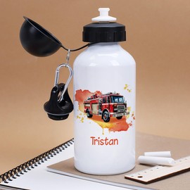 Striefchen® Children's Water Bottle with Name of Choice 500 ml BPA Free Aluminium (Fire Brigade)