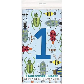 Unique Party 73343 - Bug 1st Birthday Plastic Tablecloth, 7ft x 4.5ft