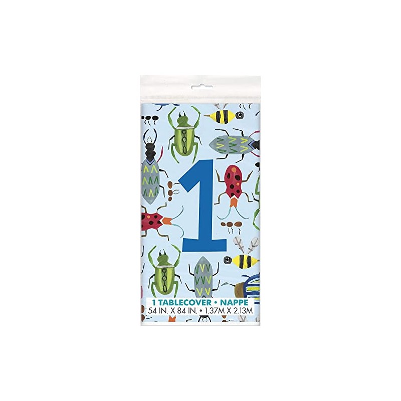 Unique Party 73343 - Bug 1st Birthday Plastic Tablecloth, 7ft