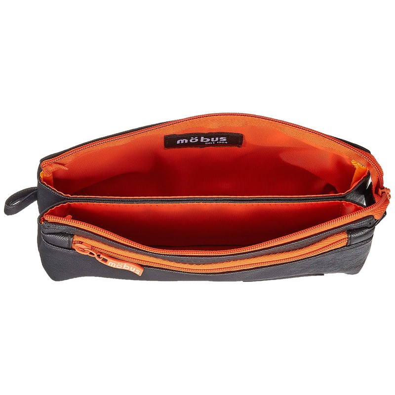 mobus MOG-4P-71 Pencil Case, 4 Pockets, Black/Orange