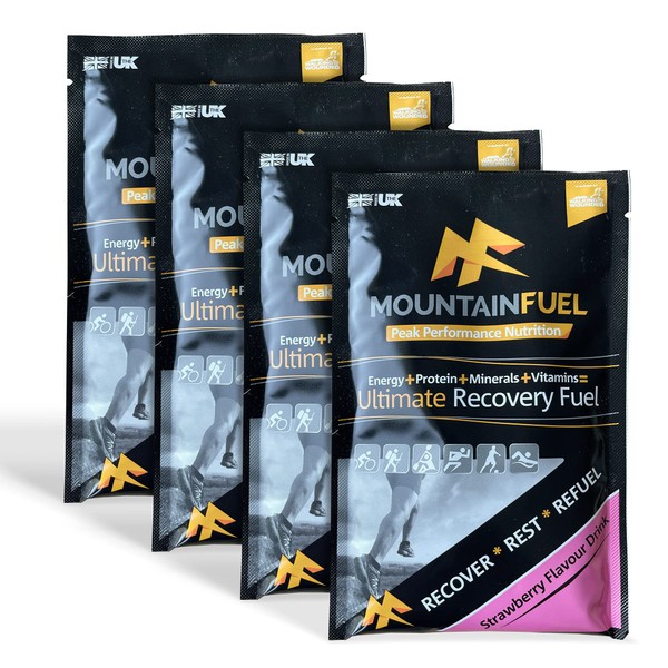 Mountain Fuel Ultimate Recovery Multipack. Contains 4 X Strawberry Energy