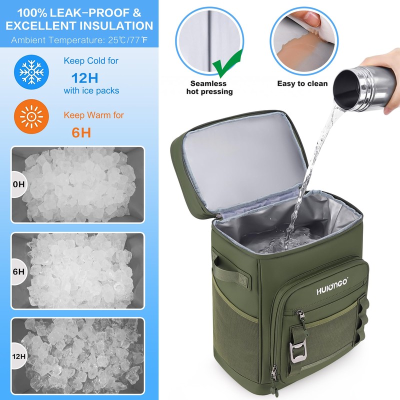 Hulongo 30L Large Waterproof Leakproof Cooler Backpack for Men &