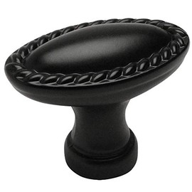Cosmas 10 Pack 4116FB Flat Black Rope/Scroll Cabinet Hardware Oval Oblong Knob