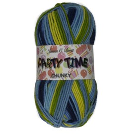 James Brett Party Time Chunky Knitting Yarn 100g Ball Premium Acrylic (Blue, Green & Yellow - PT2)