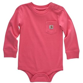 Carhartt Long-Sleeve Pocket Bodysuit, Pink Lemonade, 18 Months