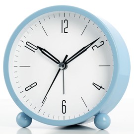 CYMNER modern minimalist metal table clock, an alarm clock with a night light, a high-precision quartz movement, and an analog clock