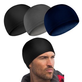 3Pcs Fahrradmütze Unter Helm,Sommer Cooling Skull Cap Helmet Liner,Fahrradhelm Mütze Schnelltrocknende Multifunktionale Kopfbedeckung Eisseidenhut Dehnbar Laufmütze für Radfahren Motorrad Herren Damen