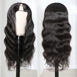 V Part Wig Human Hair Body Wave Real Hair Wig 180% Density Real Hair Wig for Women Upgrade U Part Wig Brazilian Human Hair Wig No Lace Wear And Go Glueless Wig Women's Real Hair 22 Inches