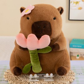 OUKEYI 30 cm Capybara Stuffed Animals,Simulation Capybara Plush Toy, Capybara Plush Doll, Capybara Stuffed Aniamls Toys for Girls Kids Adults Birthdays (Capybara- flower)