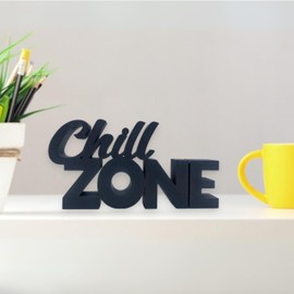 Chill Zone Lettering - Chill Zone Stand - Gaming Room Decoration - Relax Sign - Living Room Decoration - Children's Room - Teenager's Room - Playroom - Gamer Room Decoration Made of Plastic (Chill