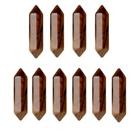 YATOJUZI 10 PCS Healing Crystals Natural Tiger Eyes Set Mini Wands Witchcraft Polished Bulk Tumbled Hexagonal Pointed Stones And Crystals For Decor Yoga Reiki Energy Balancing Meditation Therapy