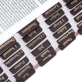 XKDOUS Leather Bible Tabs, Gold Foil Bible Tabs for Women Men, Bible Study Supplies, 66 Bible Tabs for Old and New Testament, Additional 9 Tabs (Brown)