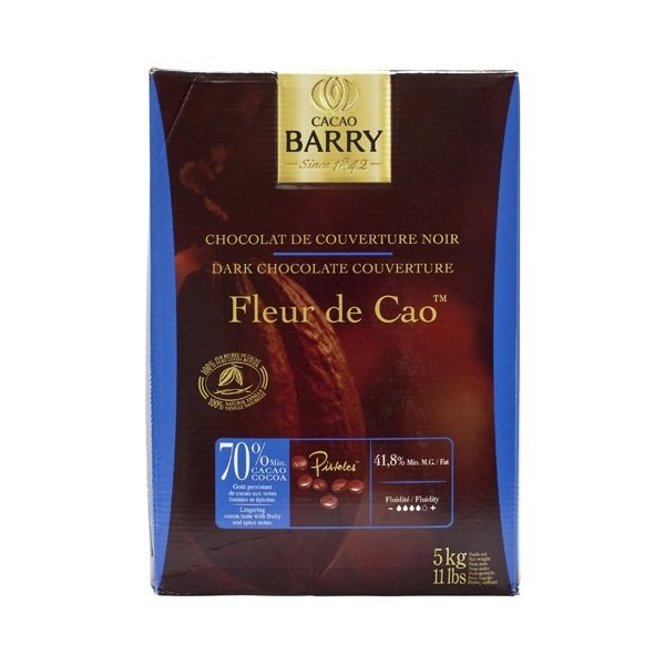 Cacao Barry Dark Chocolate - 70% Cacao - Fleur de Cao - 11 lb box of pistoles