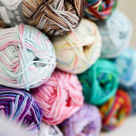 Grundl 861-188 50 g Cotton Quick Print Knitting Yarn Ball, Rainbow Multi-Colour