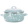 Golden Rabbit Enamelware - Sea Glass Teal Swirl Pattern -