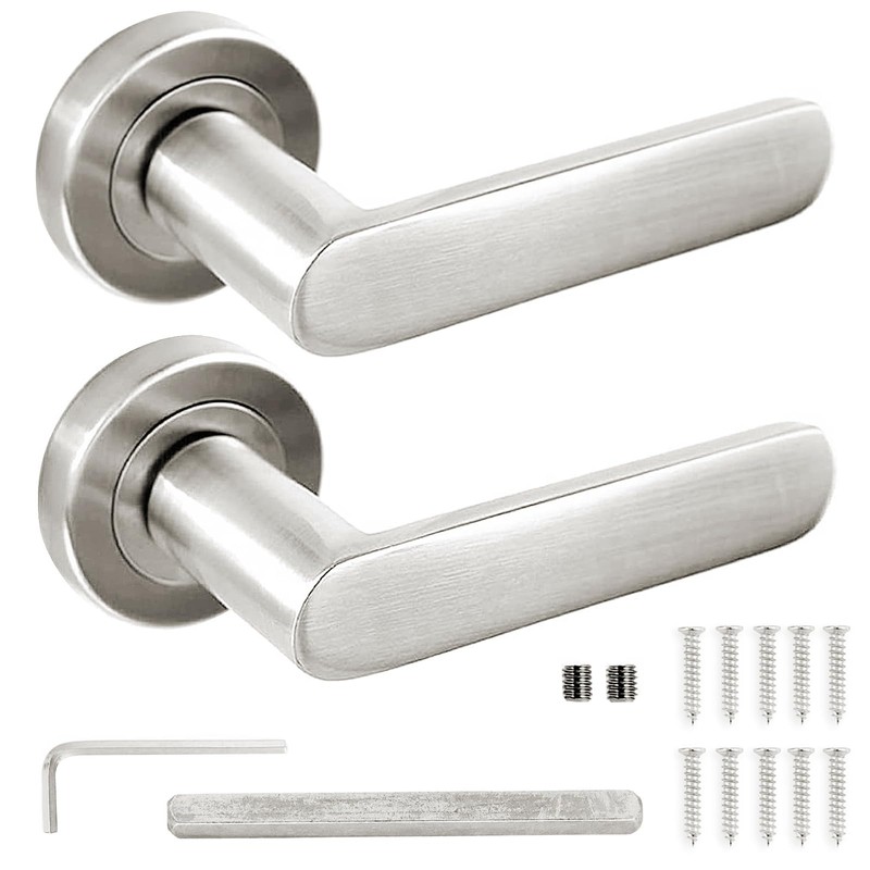 Decoranddecor Echo Satin Nickel Door Lever Handles - 54mm Round
