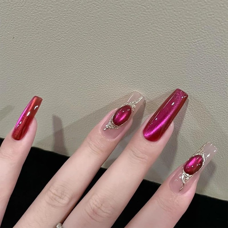 12ml Dark Pink Cat Eye Magnetic Gel Polish,0.41 fl oz