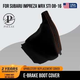 Pieliz E Brake Boot Cover PVC Carbon for Subaru Impreza WRX STI 08-16 Orange Stitch