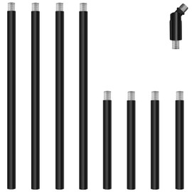 8 Pieces M10 Threaded Extension Poles Lighting Fixture Downrods Stems & 180 Degrees Sloped Ceiling Adapter Kits for Pendant Light, Island Lighting, Chandeliers (Black)
