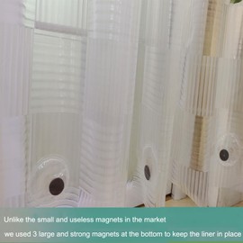 Tonnali Short Shower Curtain Liner 72x60, EVA Heavy Duty Clear Geometric 3D Design Short Shower Liner 60 Inch Length for Bathroom with 3 Weighted Magnets