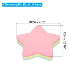 PATIKIL 2.7 x 2.7 Inch Star Shape Sticky Notes, 6 Pads Cute Self-Stick Memo Pads Bright Colorful 100 Sheets/Pad for Home Office, 4 Colors