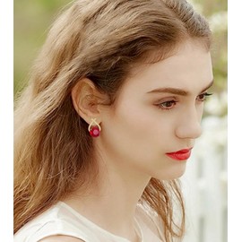 YONVUN Austrian Crystal Drop Dangle Earrings | Plated 18K/Rose Gold Zircon Gemstone Birthstone Hanging Dangly Stud Earrings Jewelry Gift for Wife Mom Daughter Girlfriend