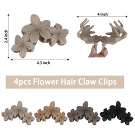Flower Hair Clips for Women Claw Clips for Thick Hair Cute Large Hair Claw Clips with Strong Hold Non Slip Flower Clips for Hair Big Hair Clip Hair Accessories for Women