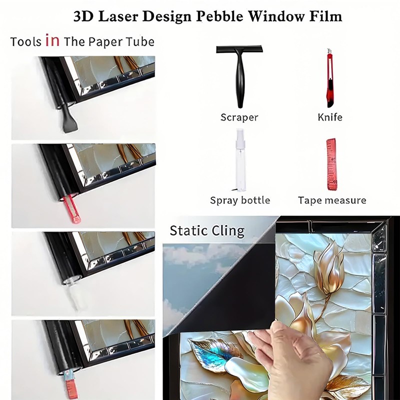 Starlit Patio Pearlescent Floral Window Film Static Cling Decorative Privacy