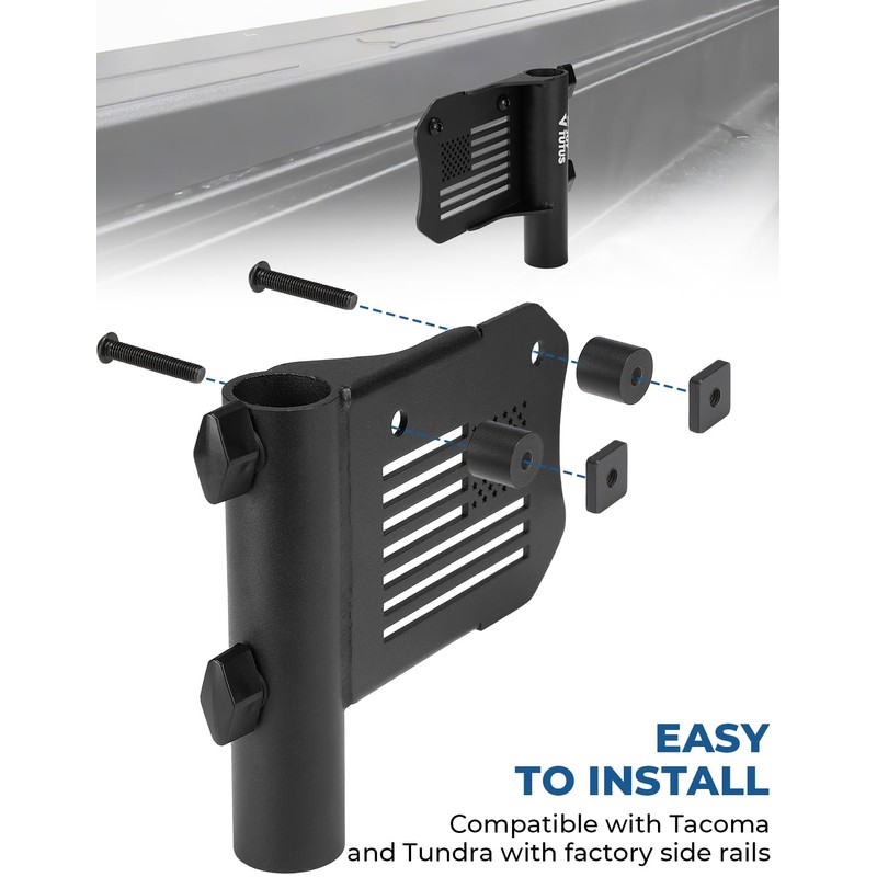 JOYTUTUS Truck Bed Flag Pole Mount Compatible with Tacoma &