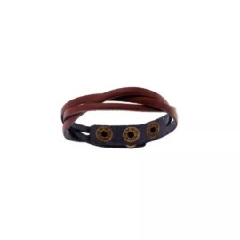 Boho Womens Boho Festival Medium Brown PU Vegan Leather Braided Snap On Bracelet
