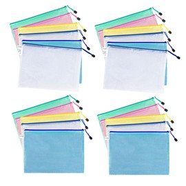 22pcs A5 File Bags,5 Color Zip File Bag，Mesh Zipper Documents Pouch,Waterproof Document Bags,Dustproof File Pocket,Suitable for Storing Travel,School,Office Supplies,and Home Organization and Storage