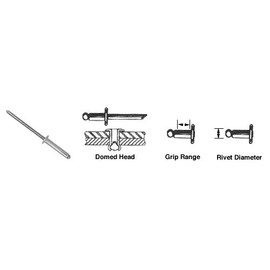 CRL 1/8" Diameter, 3/8" to 1/2" Grip Range Aluminum Rivet with Steel Mandrel in Packs of 1000