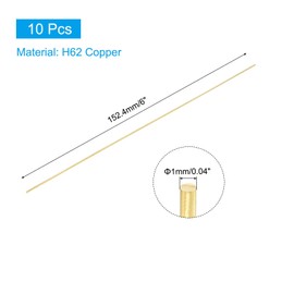 PATIKIL 10 Pcs Brass Round Rod, 1mm x 6" Lathe Bar Stock H62 Brass Round Stock for DIY Craft Making Hardware Novelty Model Car Plane Boat Ship, Copper