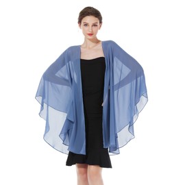 BEAUTELICATE Women's Chiffon Stole Festive Elegant Scarf Bolero Chiffon Scarf for Evening Dress Wedding Bridal Neckerchief Spring Summer, Slate Blue