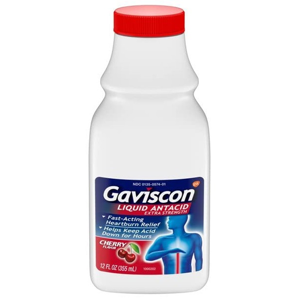 Gaviscon Liquid Antacid Extra Strength Cherry Flavor - 12 oz, Pack of 6