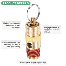M METERXITY 4-Pack Air Compressor Pressure Release Safety Valve, 1/4" NPT Male 200 PSI Brass Threaded Automatic Air Vent Safety Control Valve