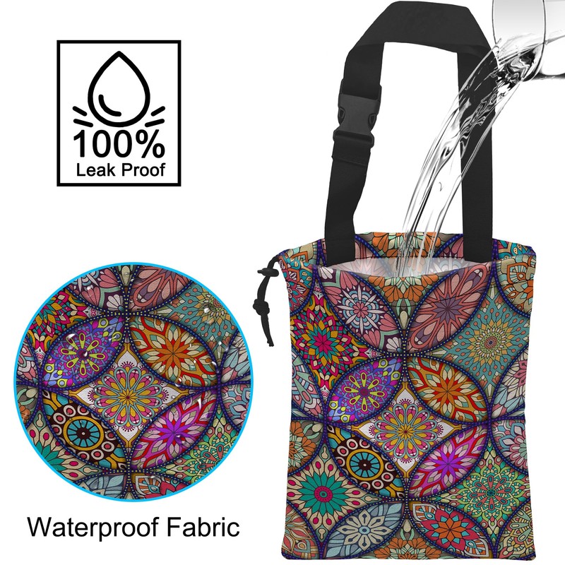 ghatobty Car Trash Bag Hanging Mandala Flower Car Trash Can