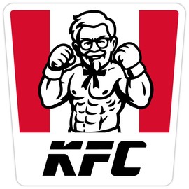 My Creation | KFC Funny Sticker Set of 3 Large and Small Pieces, Parody Scene Sticker, Joke, Camping, Water Resistant