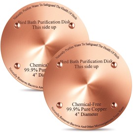 MorningRo 2 Pcs Copper Disc for Bird Bath 0.6mm Thick Reinforced 99.99% Pure Copper Bird Bath Purification Disk with 4 Point Support for Birdbath Cleaner, 4 Inch in Diameter