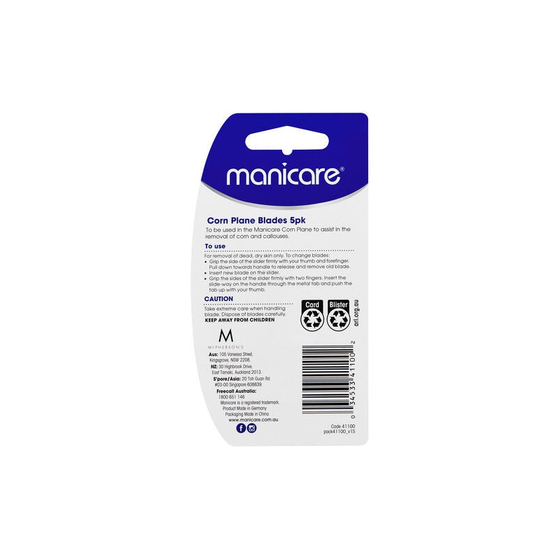 Manicare Corn Plane Replacement Blades 5 Pack