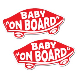 EPIC GOODS Baby On Board Magnet for Cars, Trucks, Vans [2-Pack] Safety Sign Decal for Kids, Heavy-Duty Magnetic Bumper Sticker - Skateboarding, BMX, Baby Shower Registry Gift (Magnets - Red)
