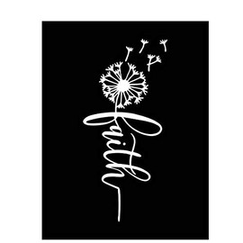 Faith Dandelion Coffee Vinyl Decal | White | Made in USA by Foxtail Decals | for Car Windows, Tablets, Laptops, Water Bottles, etc. | 2.1 x 4.5 inch
